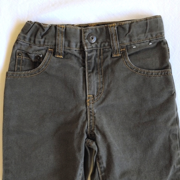 gymboree 100% cotton khaki green straight leg denim jeans 2T toddler boys - Picture 3 of 8